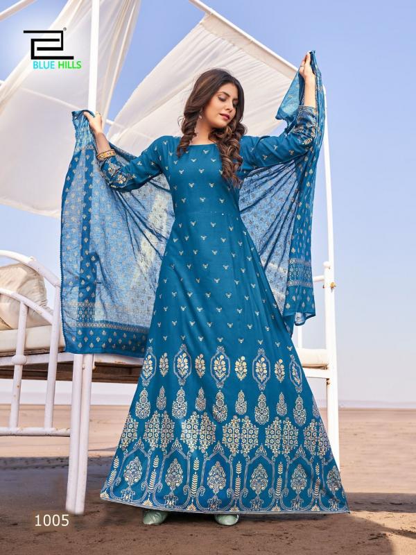 Blue Hills Dupatta Town Fancy Kurti With Dupatta Collection